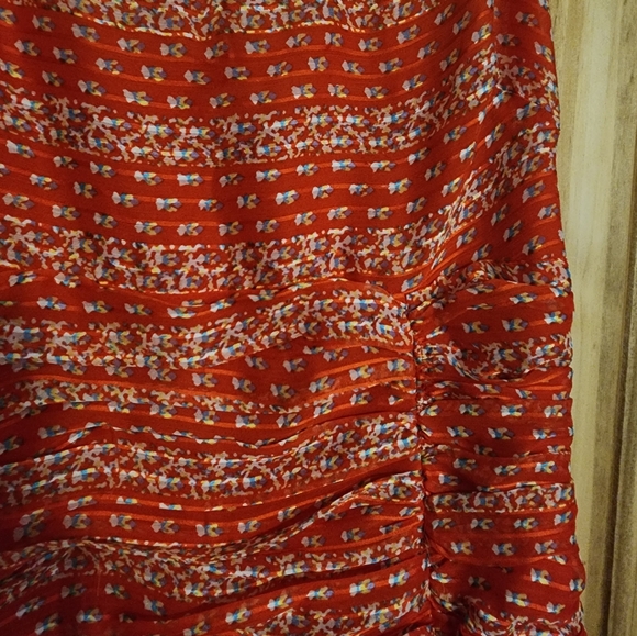 Floral Rouched Mini Dress - Red - Picture 4 of 6